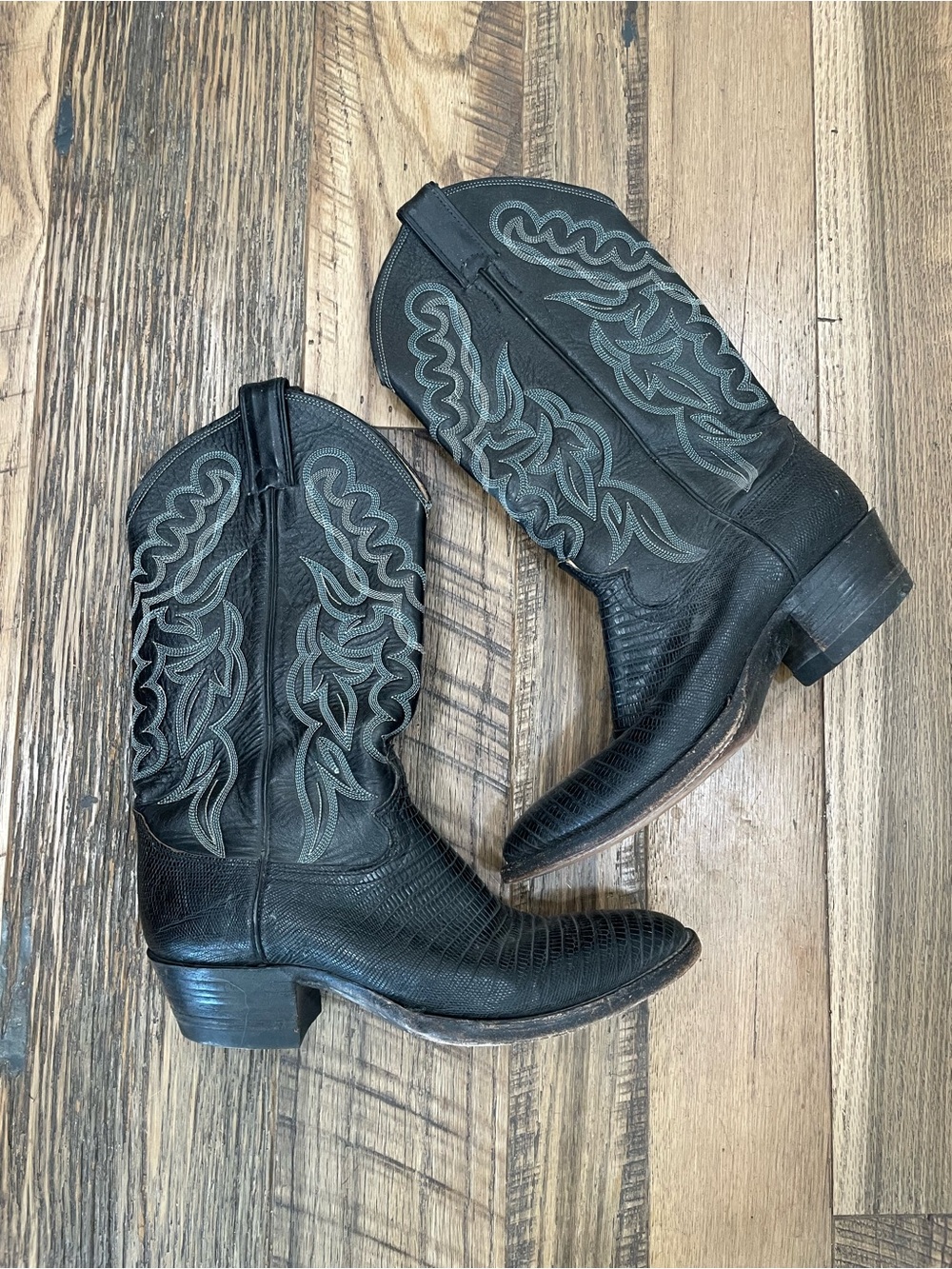 Justin Lizard leather western boots men 8